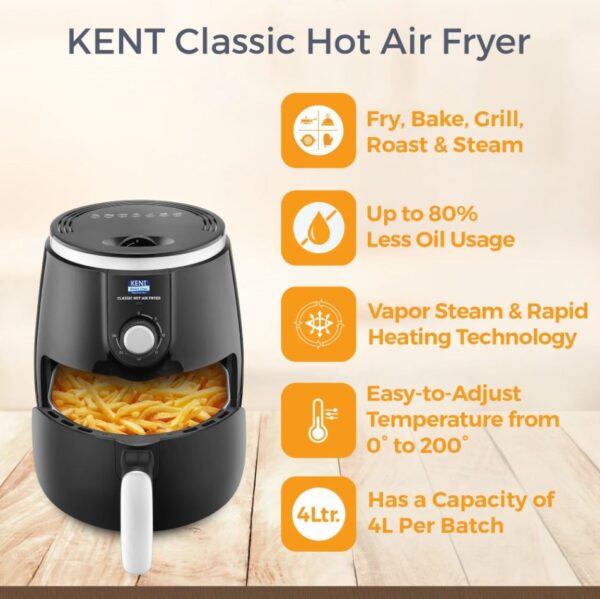 KENT Classic Hot Air Fryer (Black) - Image 4