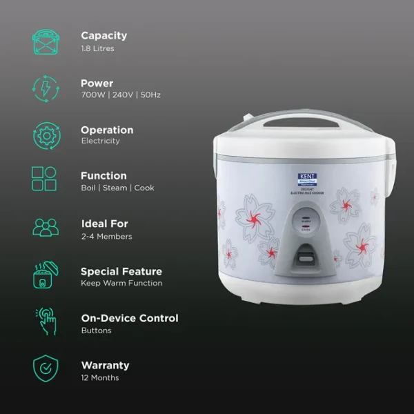 KENT Delight Electric Rice Cooker - Image 5